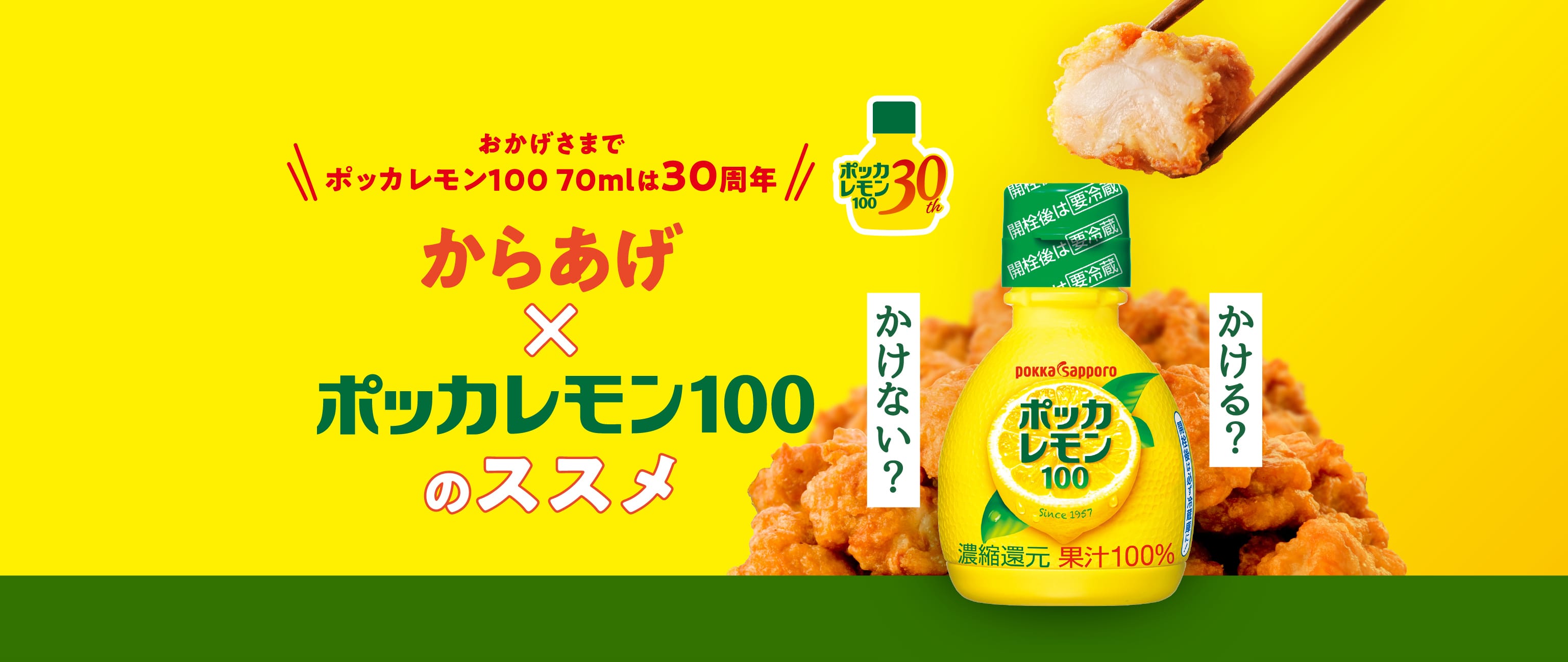 おかげさまでポッカレモン100 70mlは30周年 かける？かけない？からあげ×ポッカレモン100のススメ