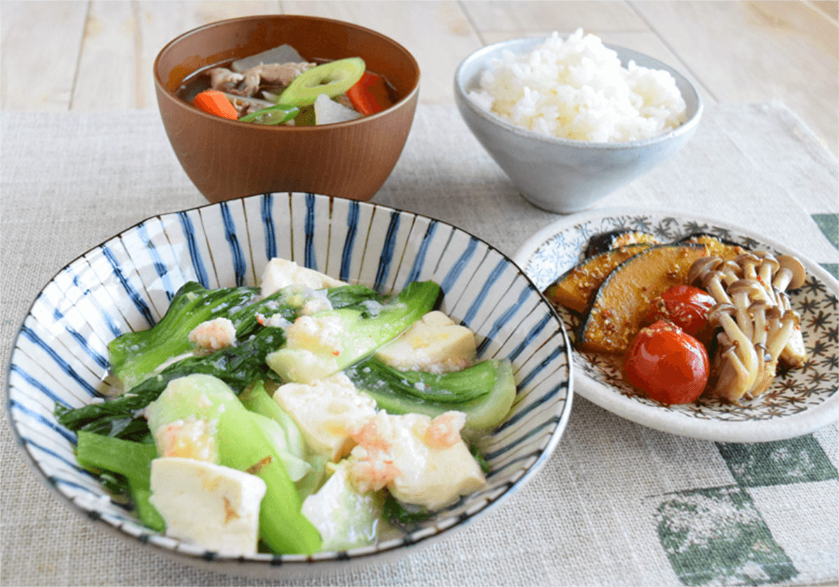 チンゲン菜と豆腐のくず煮