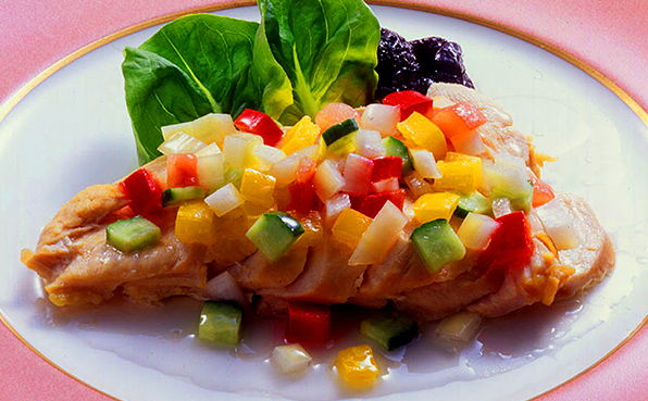 鶏肉の冷製 レモン野菜ソース